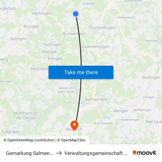 Gemarkung Salmendingen to Verwaltungsgemeinschaft Meßkirch map