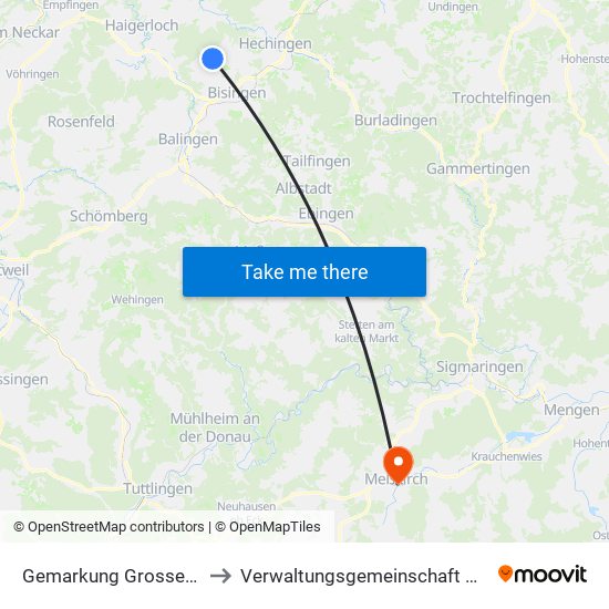 Gemarkung Grosselfingen to Verwaltungsgemeinschaft Meßkirch map