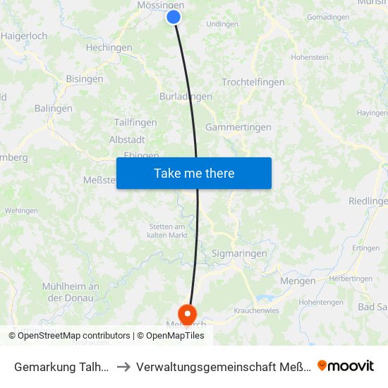 Gemarkung Talheim to Verwaltungsgemeinschaft Meßkirch map