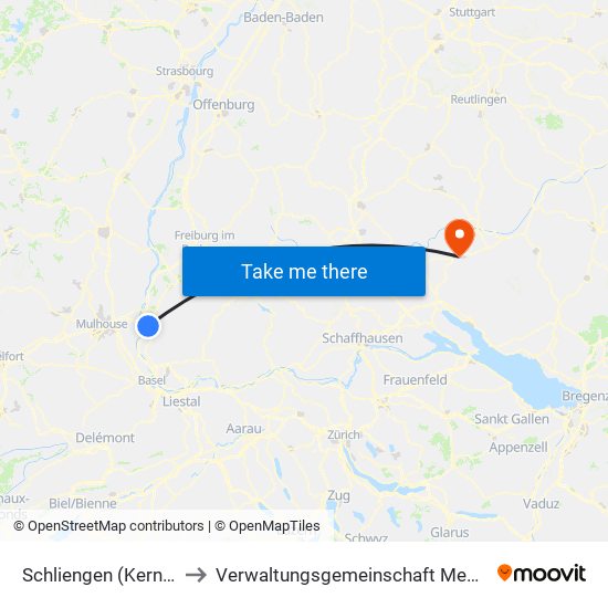 Schliengen (Kernort) to Verwaltungsgemeinschaft Meßkirch map