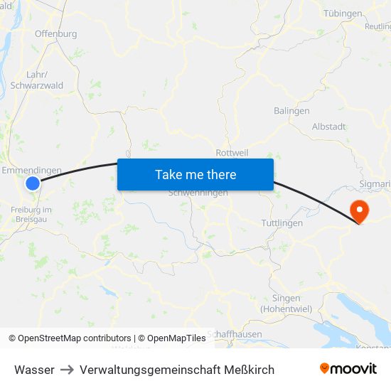 Wasser to Verwaltungsgemeinschaft Meßkirch map