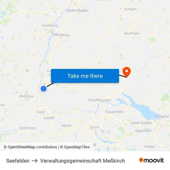 Seefelden to Verwaltungsgemeinschaft Meßkirch map