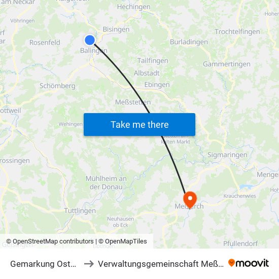 Gemarkung Ostdorf to Verwaltungsgemeinschaft Meßkirch map