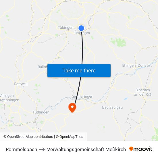 Rommelsbach to Verwaltungsgemeinschaft Meßkirch map