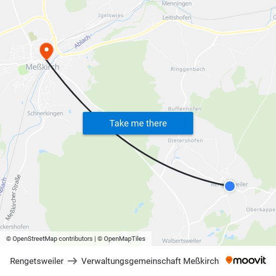 Rengetsweiler to Verwaltungsgemeinschaft Meßkirch map