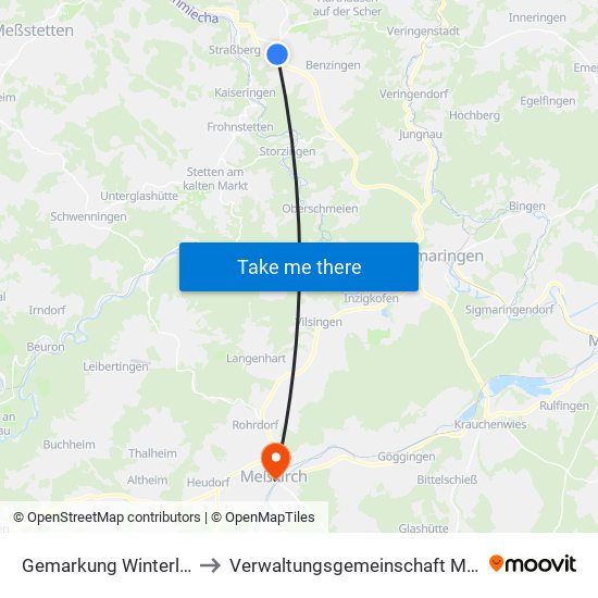 Gemarkung Winterlingen to Verwaltungsgemeinschaft Meßkirch map