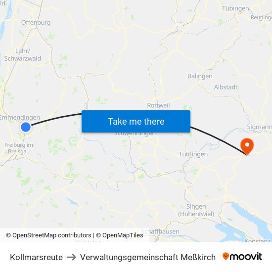 Kollmarsreute to Verwaltungsgemeinschaft Meßkirch map