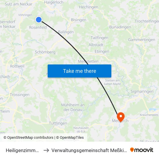Heiligenzimmern to Verwaltungsgemeinschaft Meßkirch map
