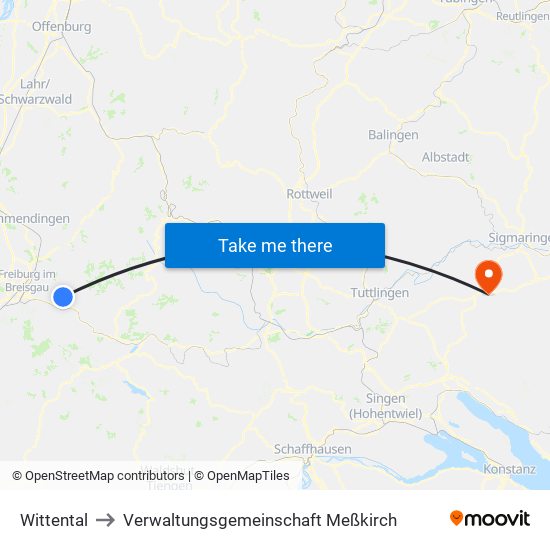 Wittental to Verwaltungsgemeinschaft Meßkirch map