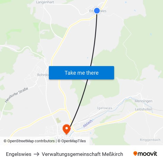 Engelswies to Verwaltungsgemeinschaft Meßkirch map