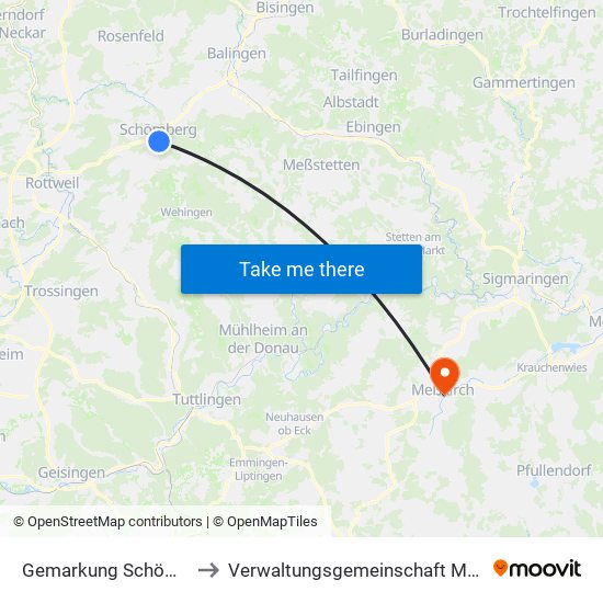 Gemarkung Schömberg to Verwaltungsgemeinschaft Meßkirch map