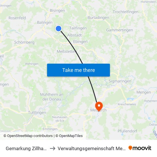 Gemarkung Zillhausen to Verwaltungsgemeinschaft Meßkirch map