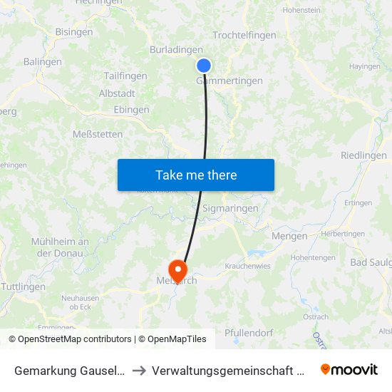 Gemarkung Gauselfingen to Verwaltungsgemeinschaft Meßkirch map