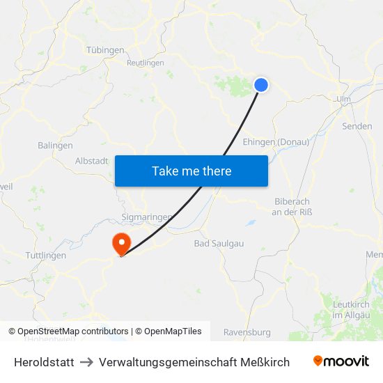Heroldstatt to Verwaltungsgemeinschaft Meßkirch map