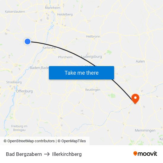 Bad Bergzabern to Illerkirchberg map