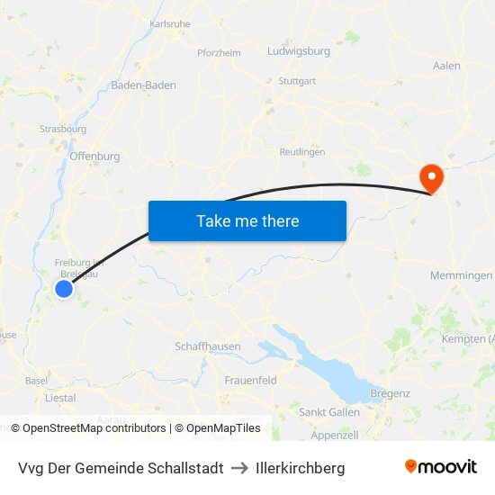 Vvg Der Gemeinde Schallstadt to Illerkirchberg map