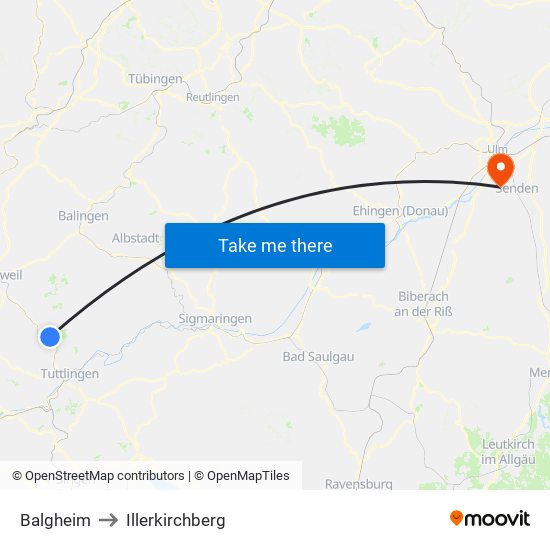 Balgheim to Illerkirchberg map