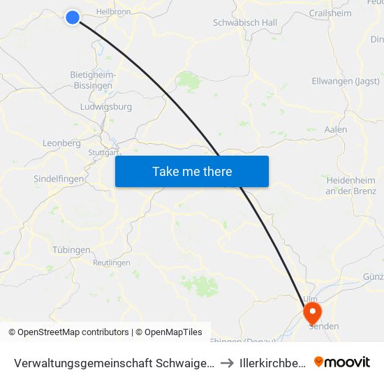 Verwaltungsgemeinschaft Schwaigern to Illerkirchberg map