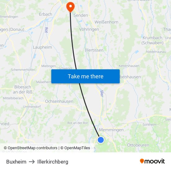 Buxheim to Illerkirchberg map