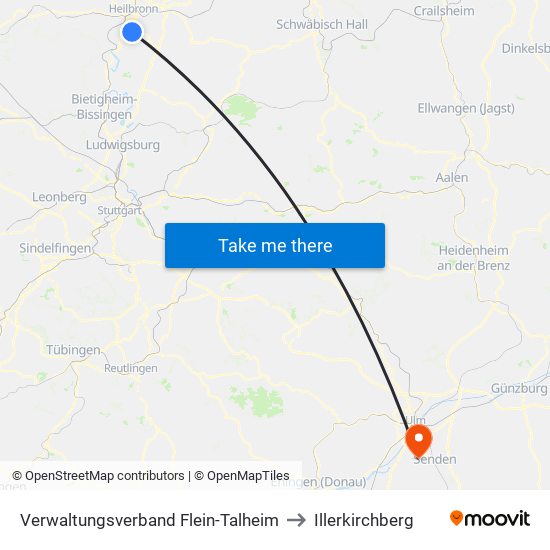 Verwaltungsverband Flein-Talheim to Illerkirchberg map