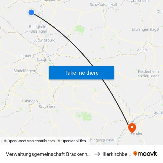 Verwaltungsgemeinschaft Brackenheim to Illerkirchberg map