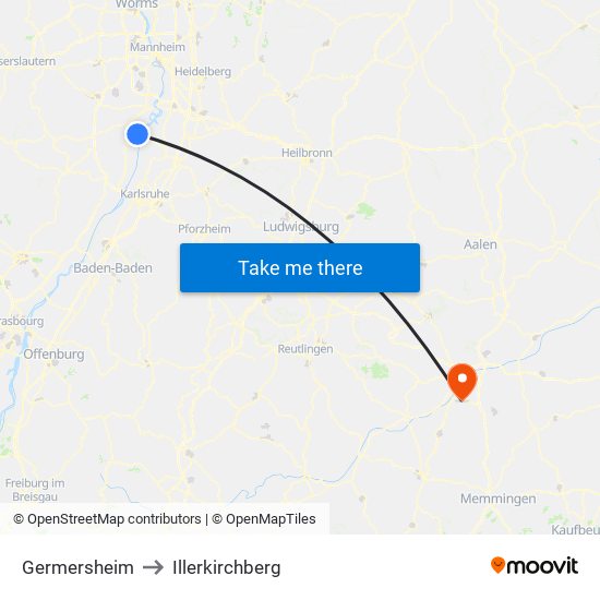 Germersheim to Illerkirchberg map