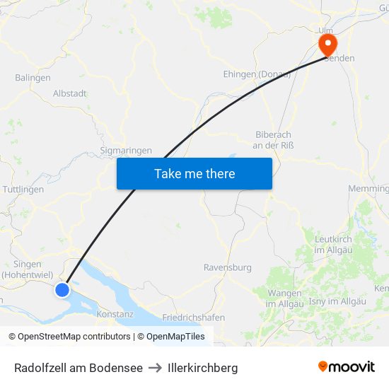 Radolfzell am Bodensee to Illerkirchberg map