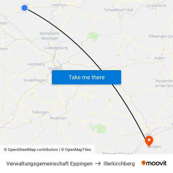 Verwaltungsgemeinschaft Eppingen to Illerkirchberg map