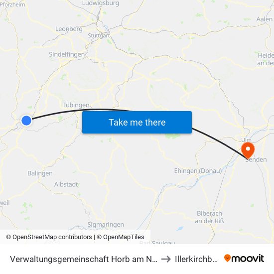Verwaltungsgemeinschaft Horb am Neckar to Illerkirchberg map