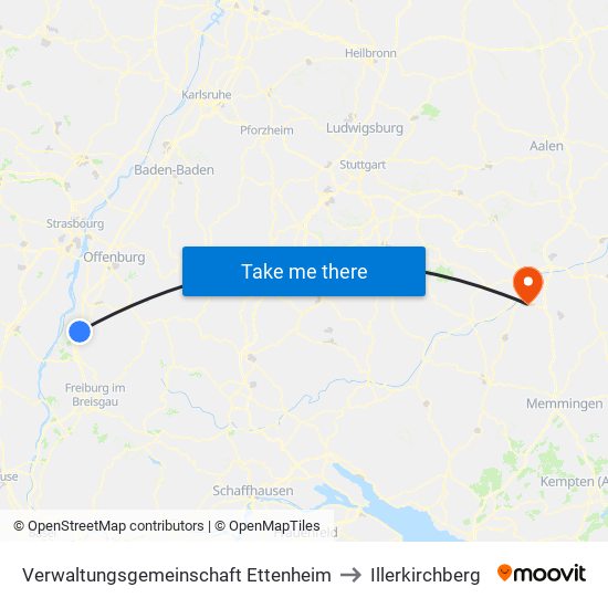 Verwaltungsgemeinschaft Ettenheim to Illerkirchberg map