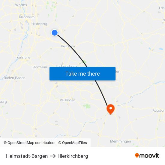 Helmstadt-Bargen to Illerkirchberg map