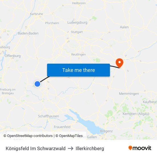 Königsfeld Im Schwarzwald to Illerkirchberg map