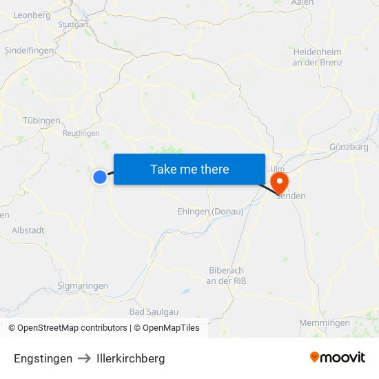 Engstingen to Illerkirchberg map