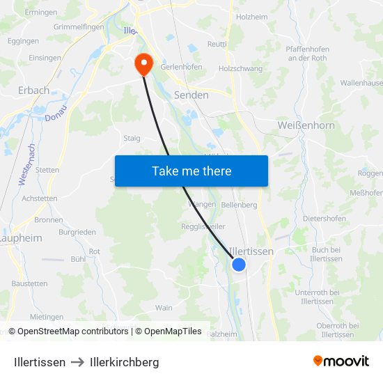 Illertissen to Illerkirchberg map