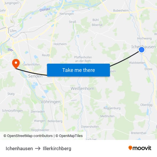 Ichenhausen to Illerkirchberg map
