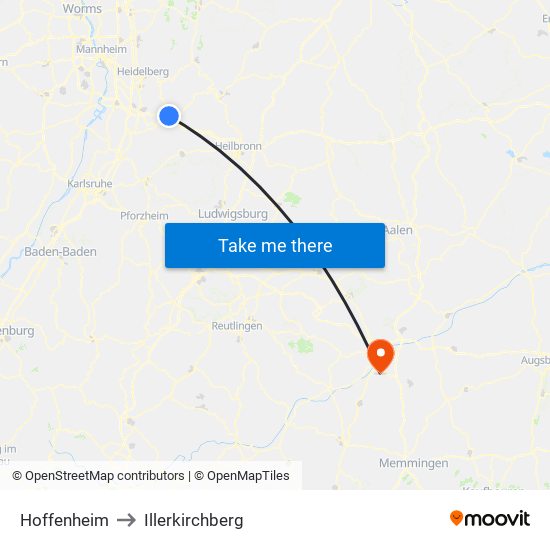 Hoffenheim to Illerkirchberg map