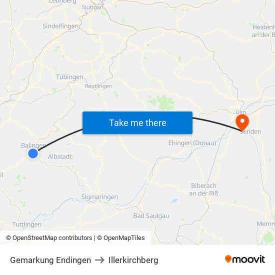 Gemarkung Endingen to Illerkirchberg map