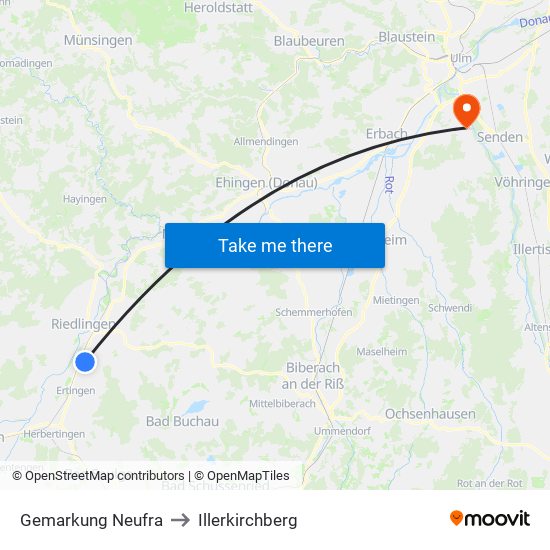 Gemarkung Neufra to Illerkirchberg map