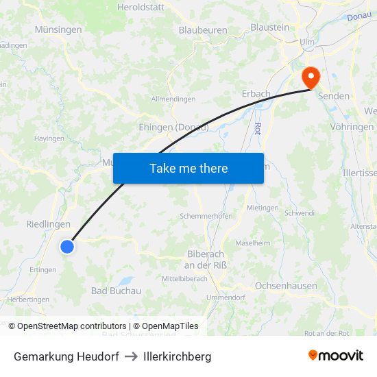 Gemarkung Heudorf to Illerkirchberg map