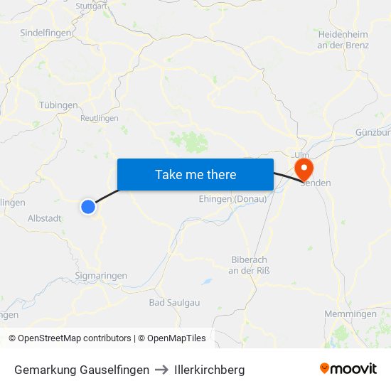 Gemarkung Gauselfingen to Illerkirchberg map