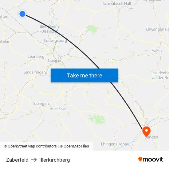 Zaberfeld to Illerkirchberg map