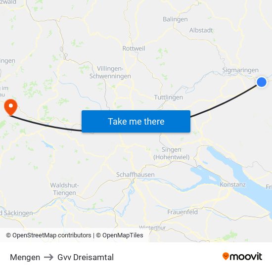 Mengen to Gvv Dreisamtal map
