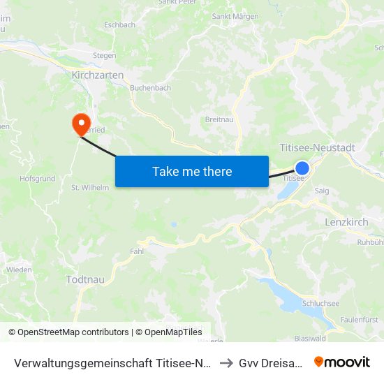 Verwaltungsgemeinschaft Titisee-Neustadt to Gvv Dreisamtal map