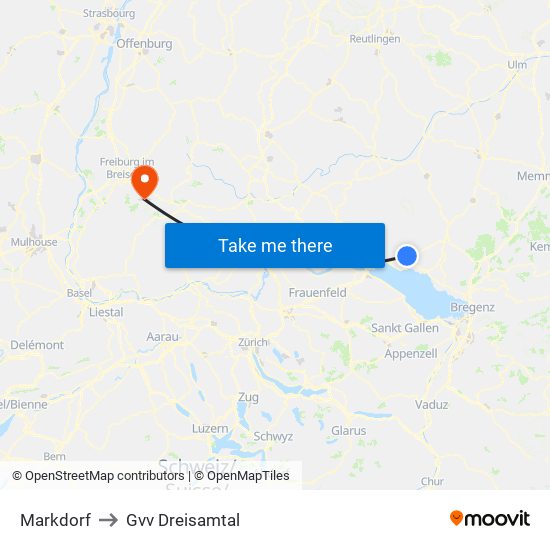 Markdorf to Gvv Dreisamtal map