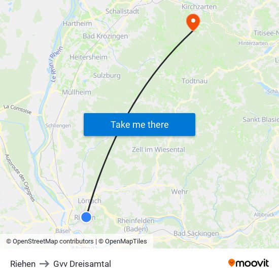 Riehen to Gvv Dreisamtal map