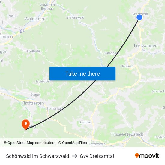 Schönwald Im Schwarzwald to Gvv Dreisamtal map