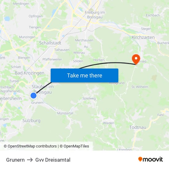 Grunern to Gvv Dreisamtal map