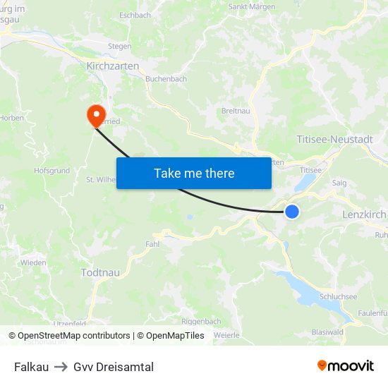 Falkau to Gvv Dreisamtal map