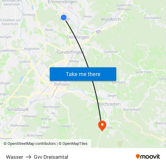 Wasser to Gvv Dreisamtal map