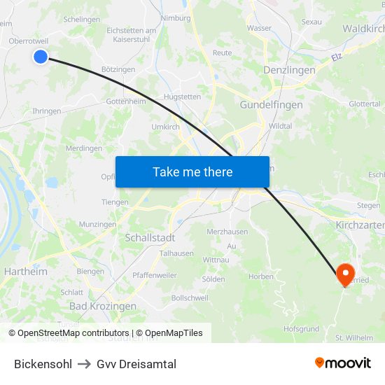 Bickensohl to Gvv Dreisamtal map